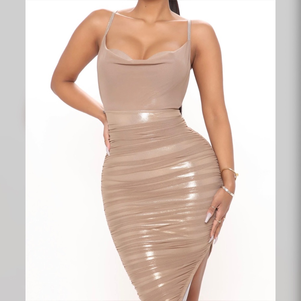Mocha Mesh MIDI Dress